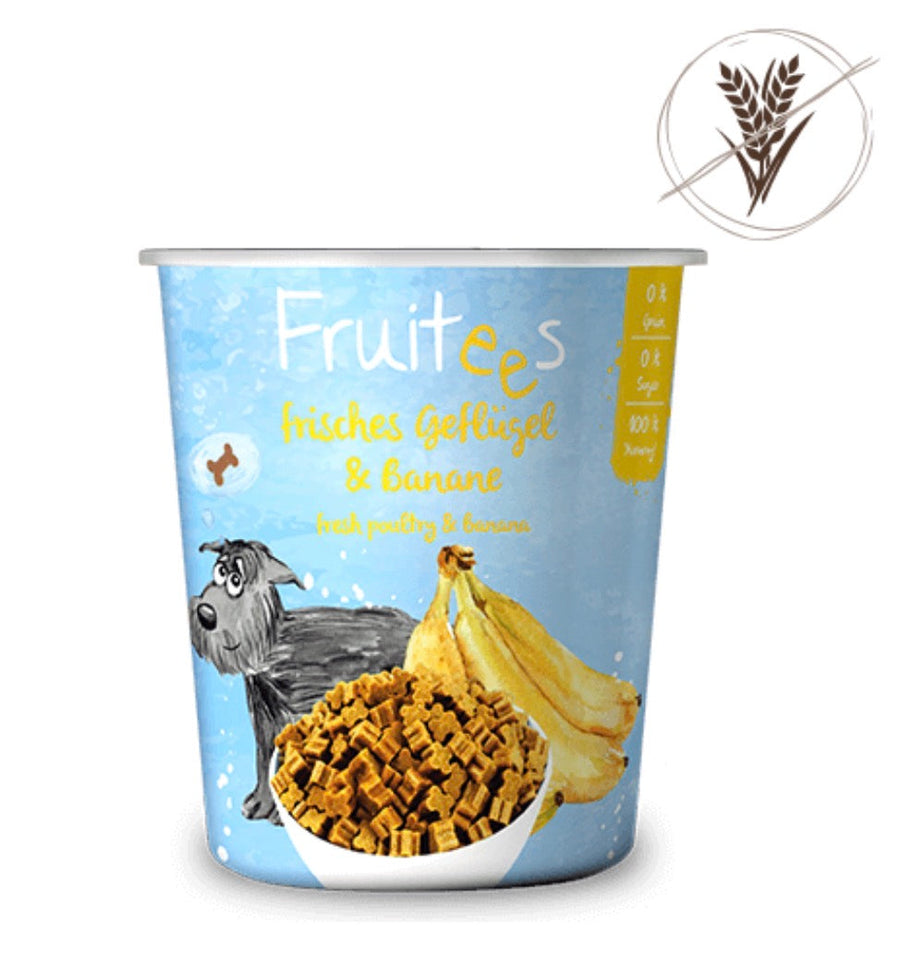 Fruitees med frisk fjerkræ og banan