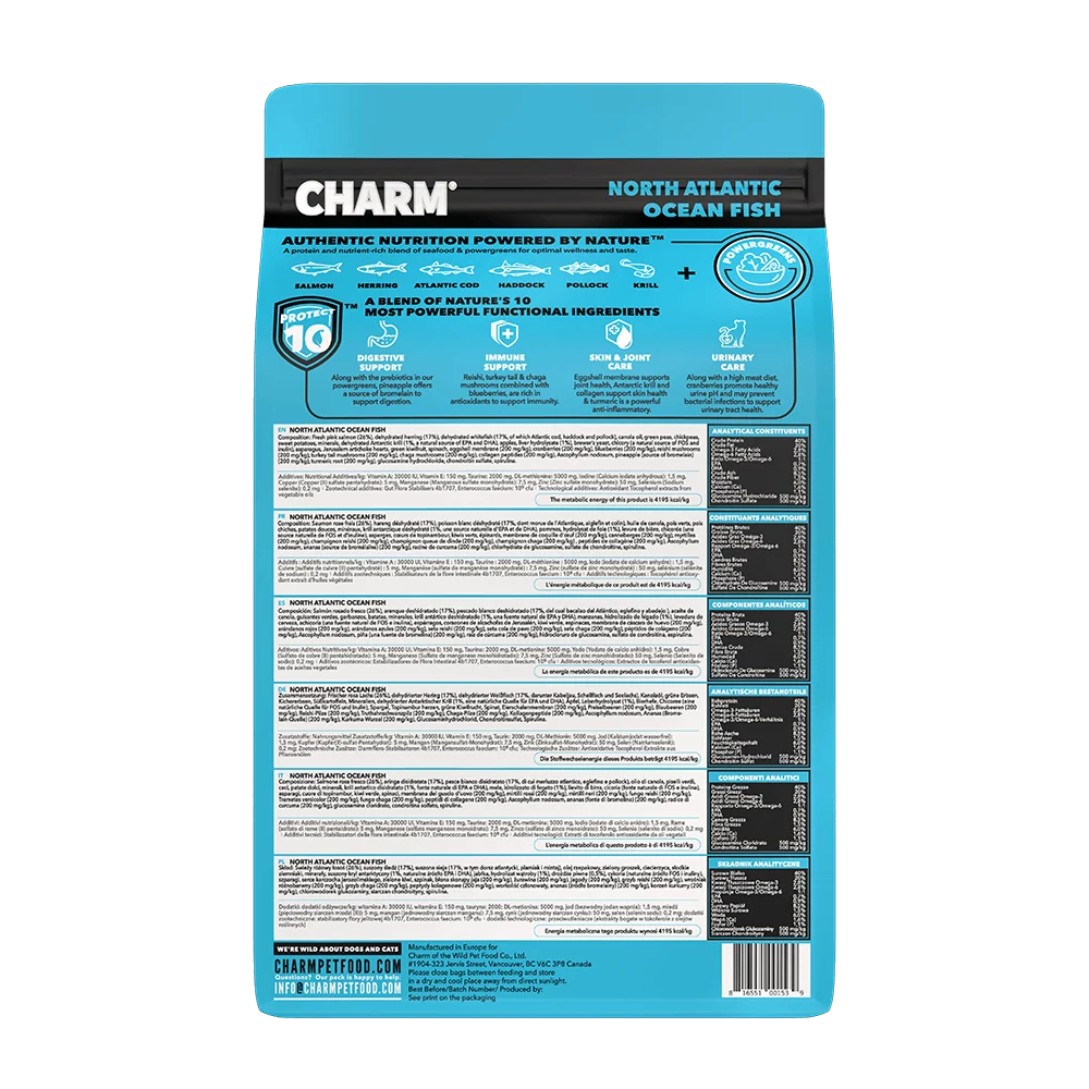 CHARM - North Atlantic Ocean Fish – Kornfrit kattefoder med nordatlantisk laks