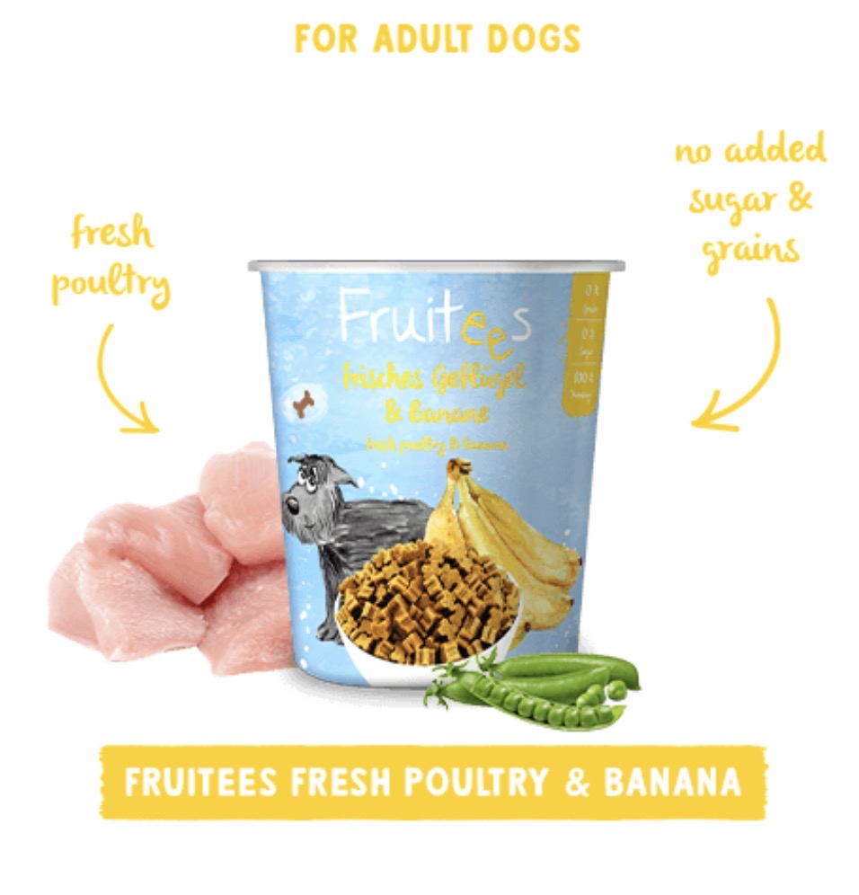 Fruitees med frisk fjerkræ og banan