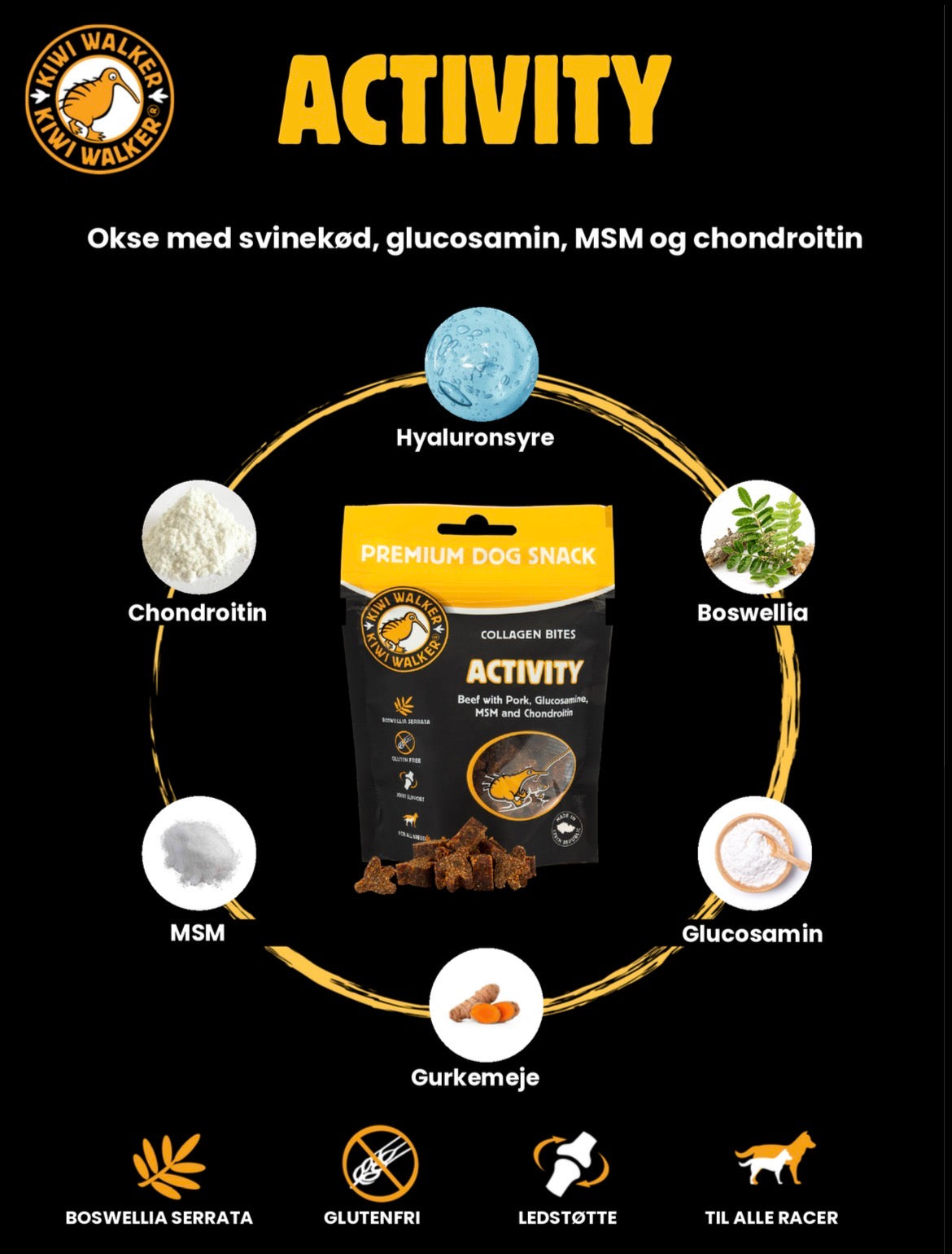 Activity - Collagen bites (Glucosamin, MSM og Chondroitin) - KIWI WALKER